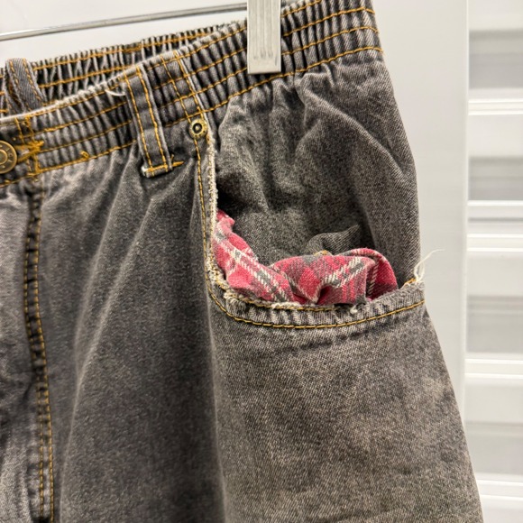 Haband Ice House Flannel Lined Jeans Mens Grey Distressed Elastic Waist 30x30 - Picture 6 of 8